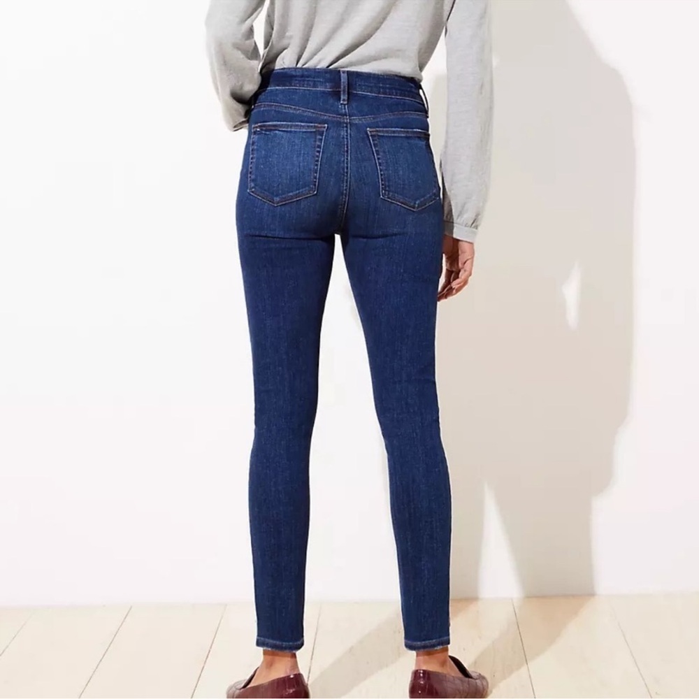 Loft High Rise Skinny Dark Wash Button Fly Jeans - Picture 10 of 10